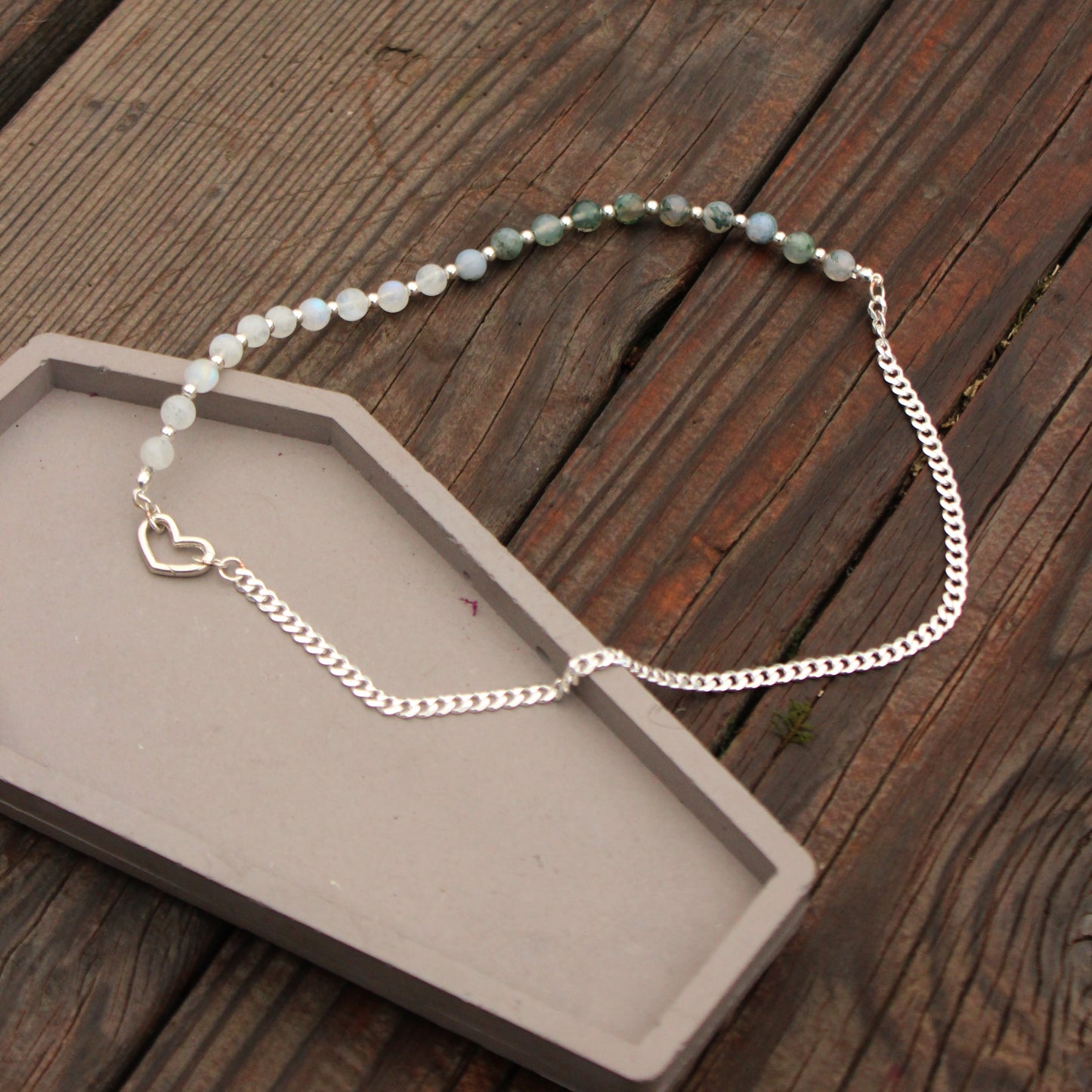 Moss Agate and Moonstone Necklace