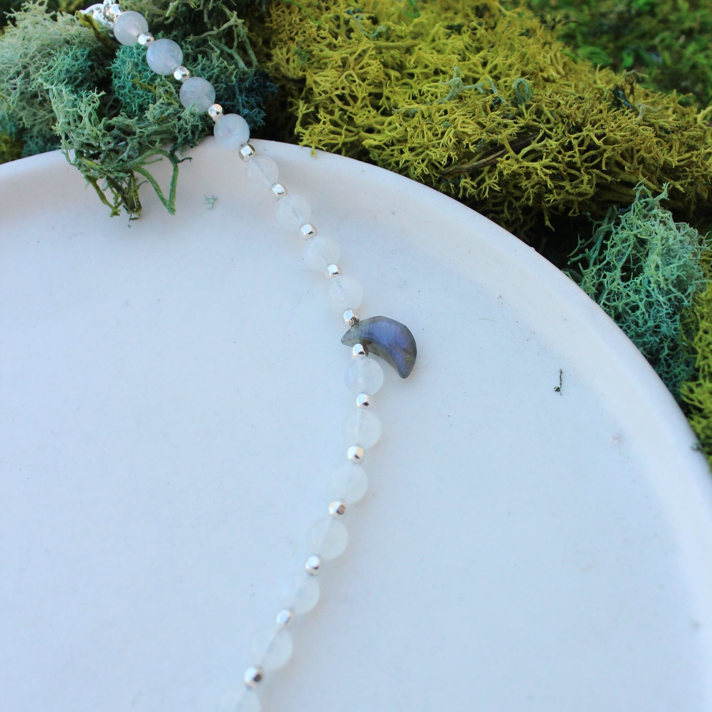 Moonstone and Labradorite Moon Necklace