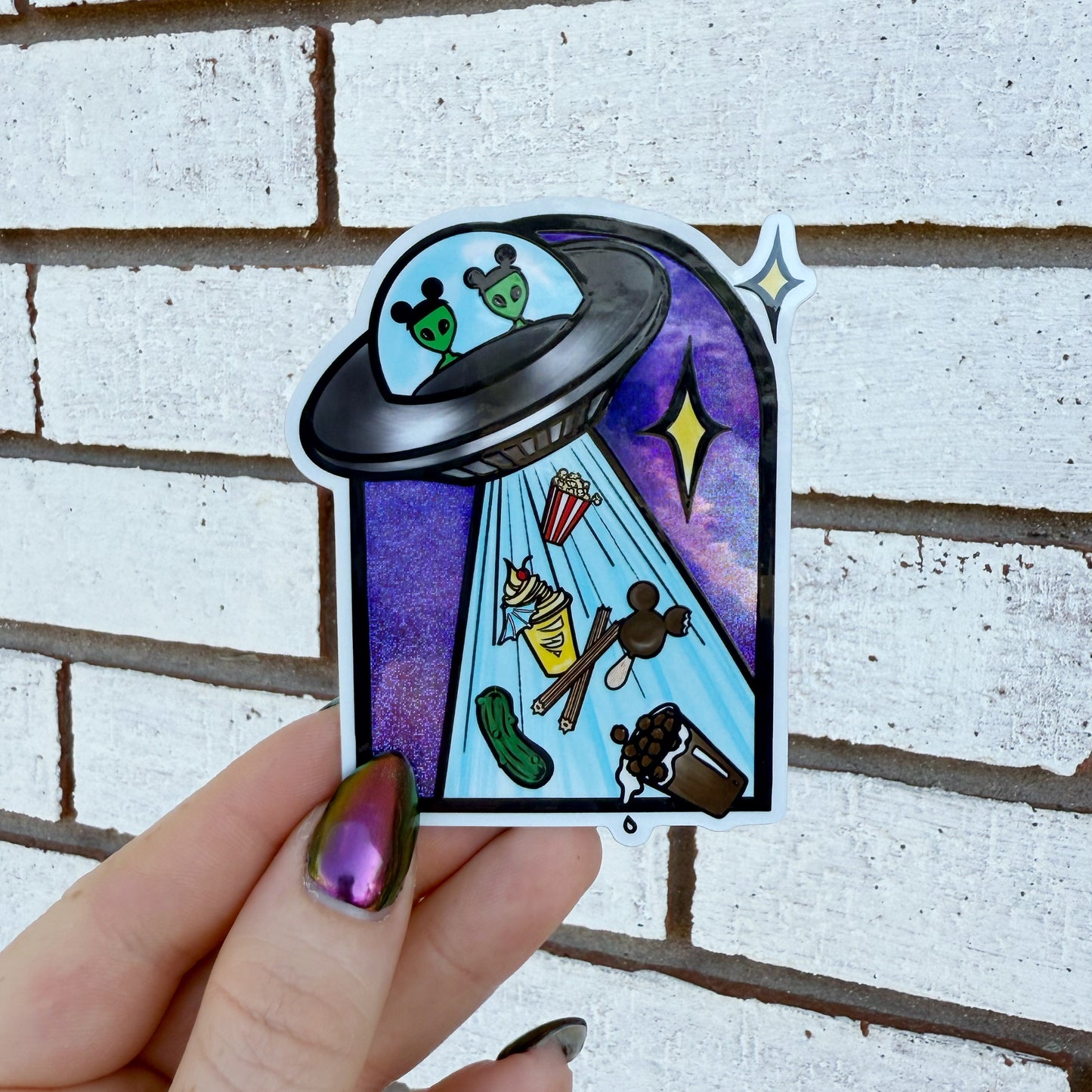 Abducting Snacks Sticker