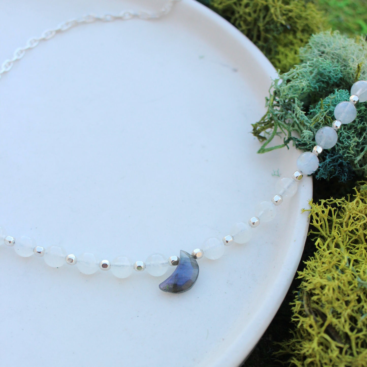Moonstone and Labradorite Moon Necklace