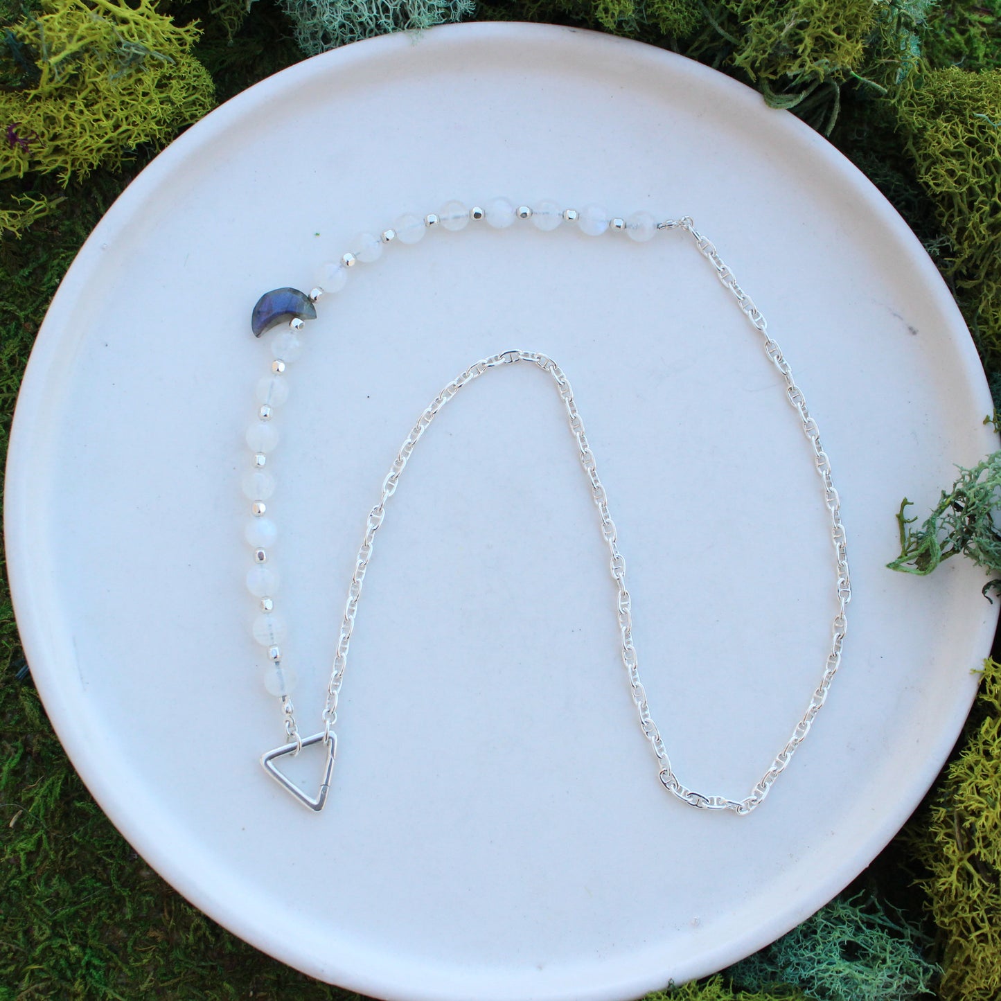 Moonstone and Labradorite Moon Necklace