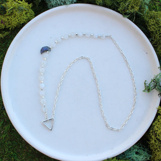 Moonstone and Labradorite Moon Necklace