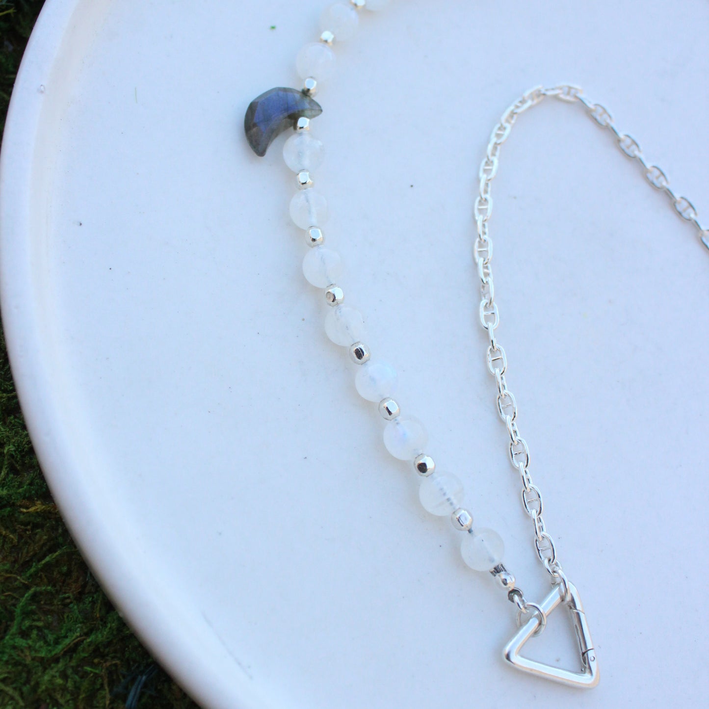 Moonstone and Labradorite Moon Necklace
