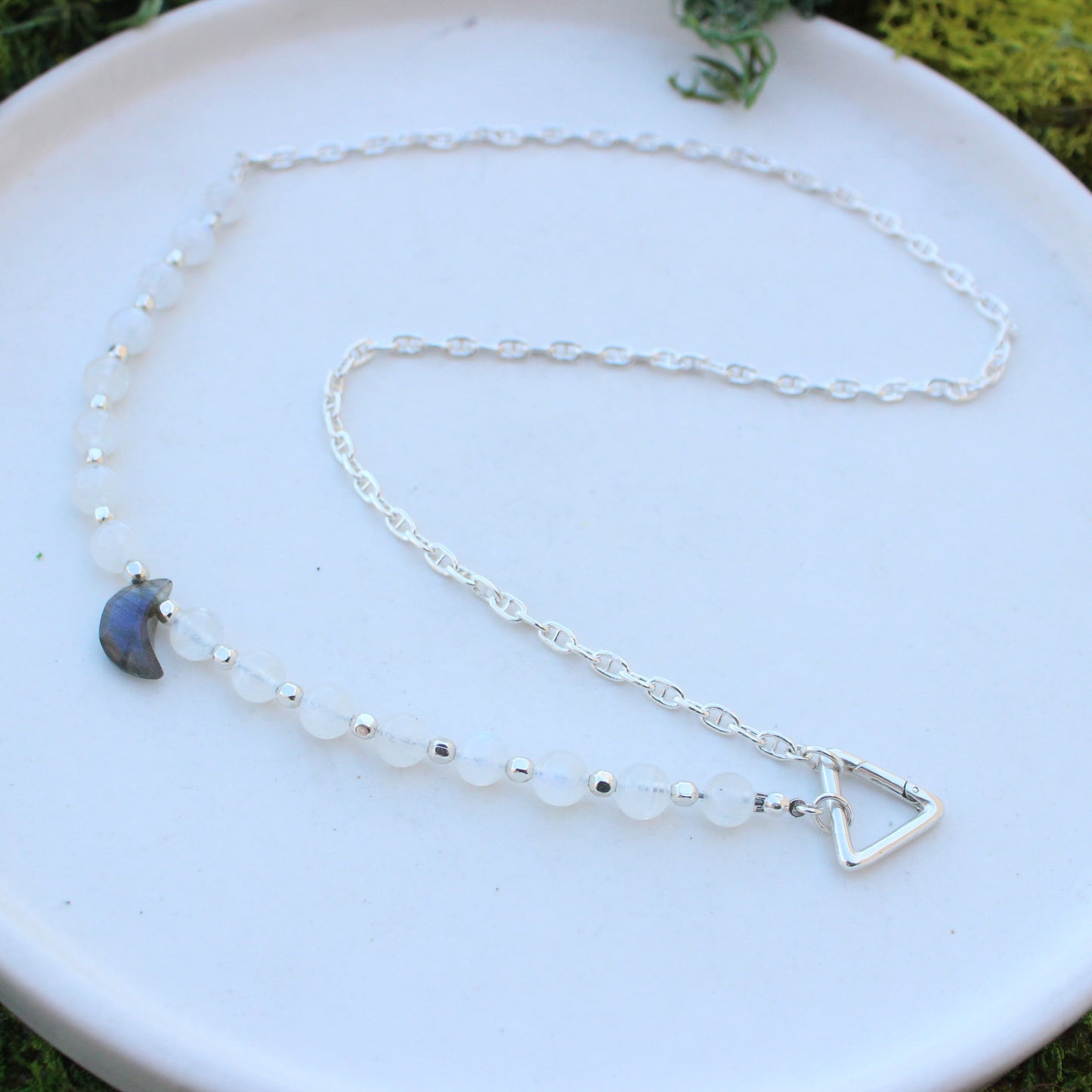 Moonstone and Labradorite Moon Necklace