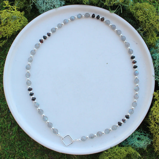 Labradorite and Tibetan Agate Necklace