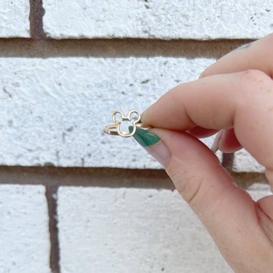 14K Gold Mouse Outline Ring