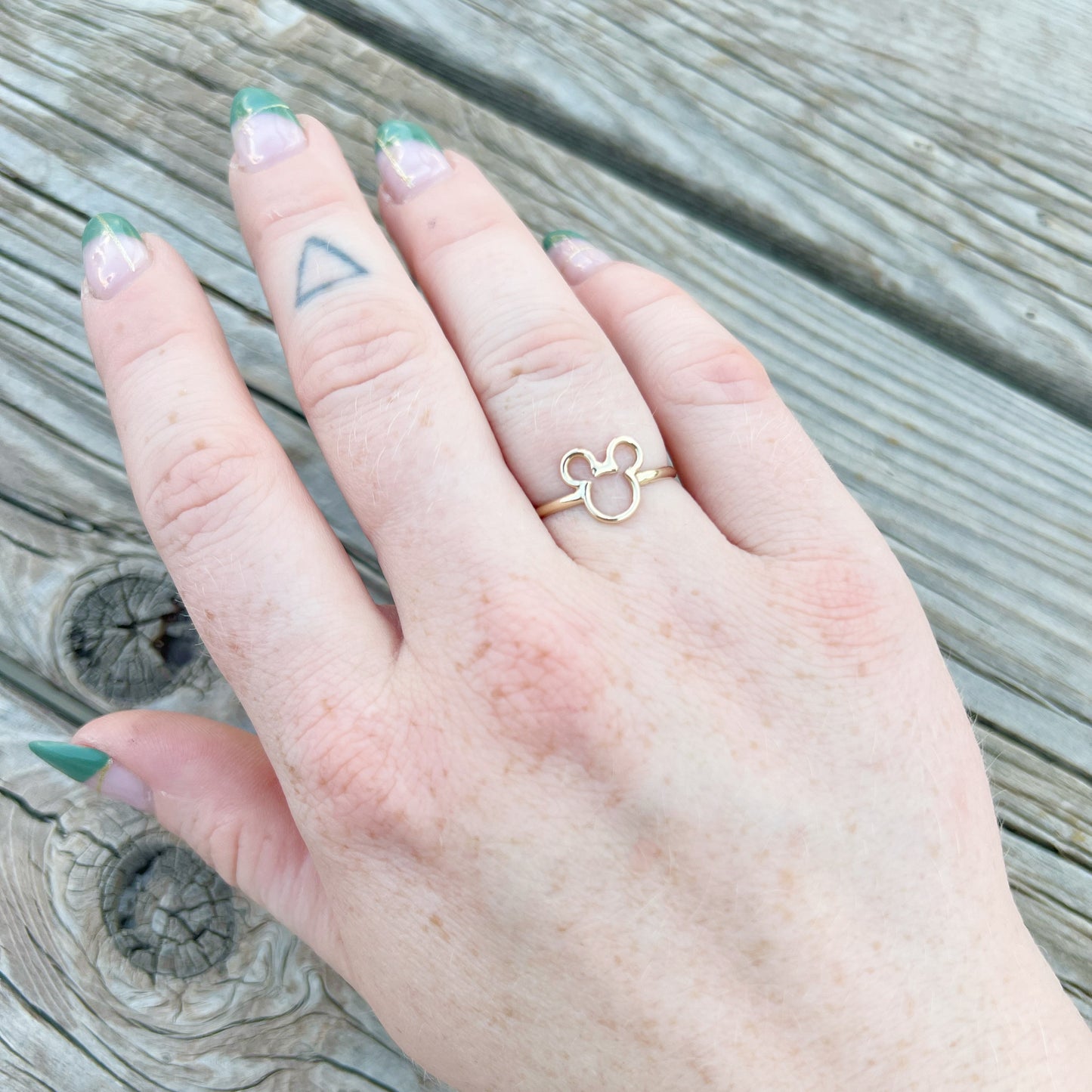 14K Gold Mouse Outline Ring